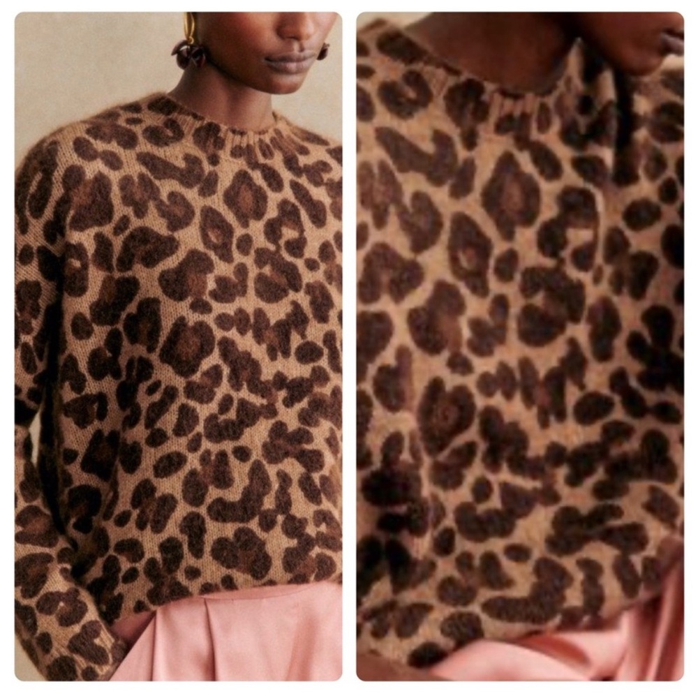 Sezane Gianni Sweater Leopard Kid mohair